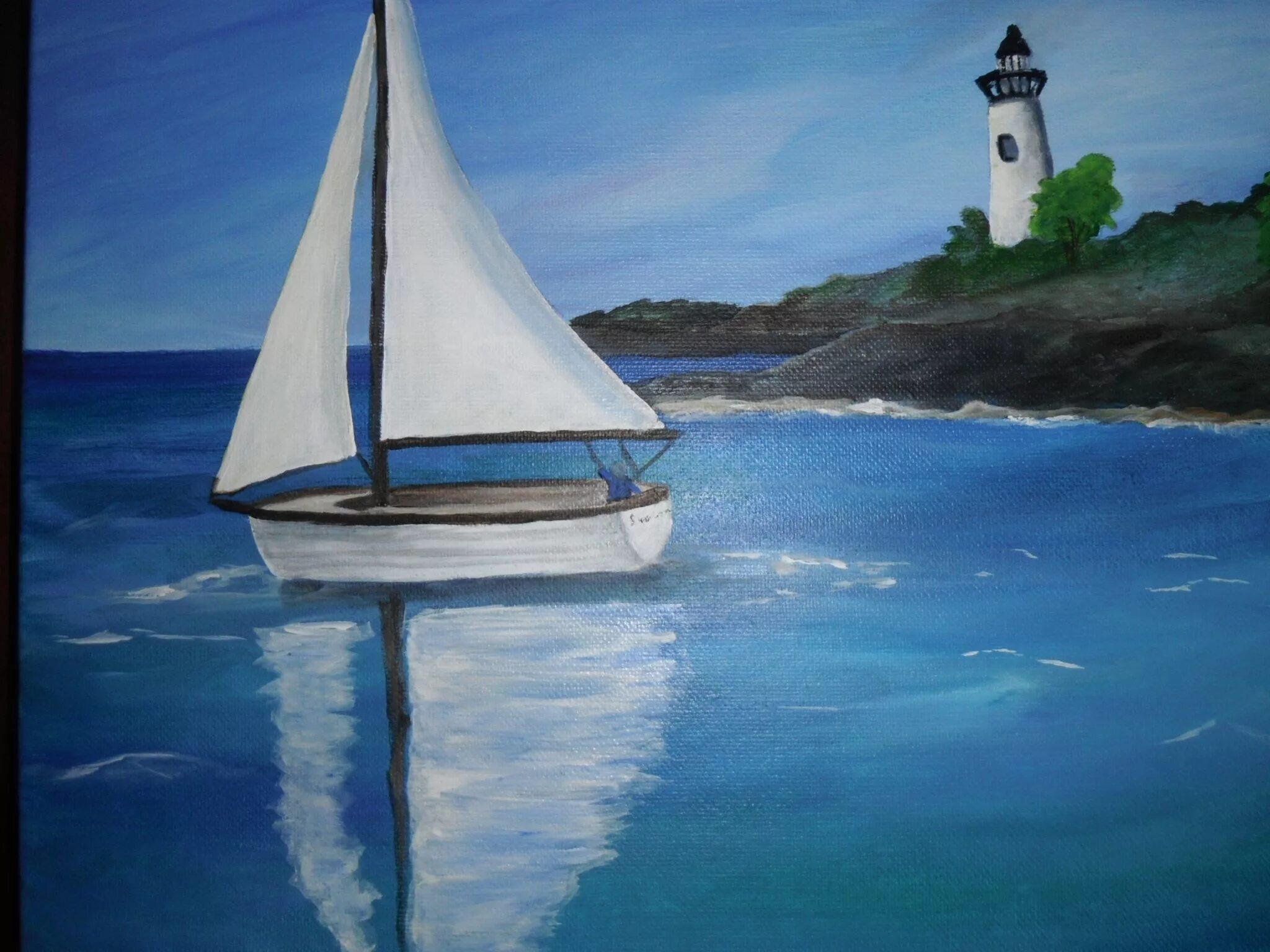 Морской пейзаж 6 класс. Пейзаж с яхтой. Рисование морской пейзаж. Морской пейзаж с маяком. Морской пейзаж акрилом.