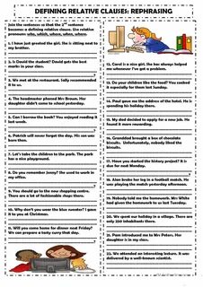 Defining non defining relative clauses exercises