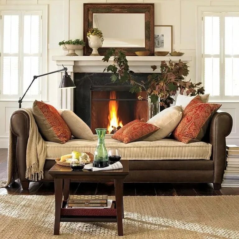 камины в интерьере гостиной. стиль хюгге. зимний интерьер с камином. уютный дом. осенний интерьер.
