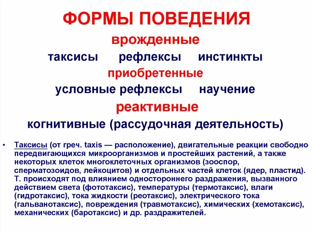 Врожденные формы поведения таксисы инстинкты рефлексы. Классификация приобретенных форм поведения. Приобретенные формы поведения определение. Врожденные и приобретенные формы поведения.