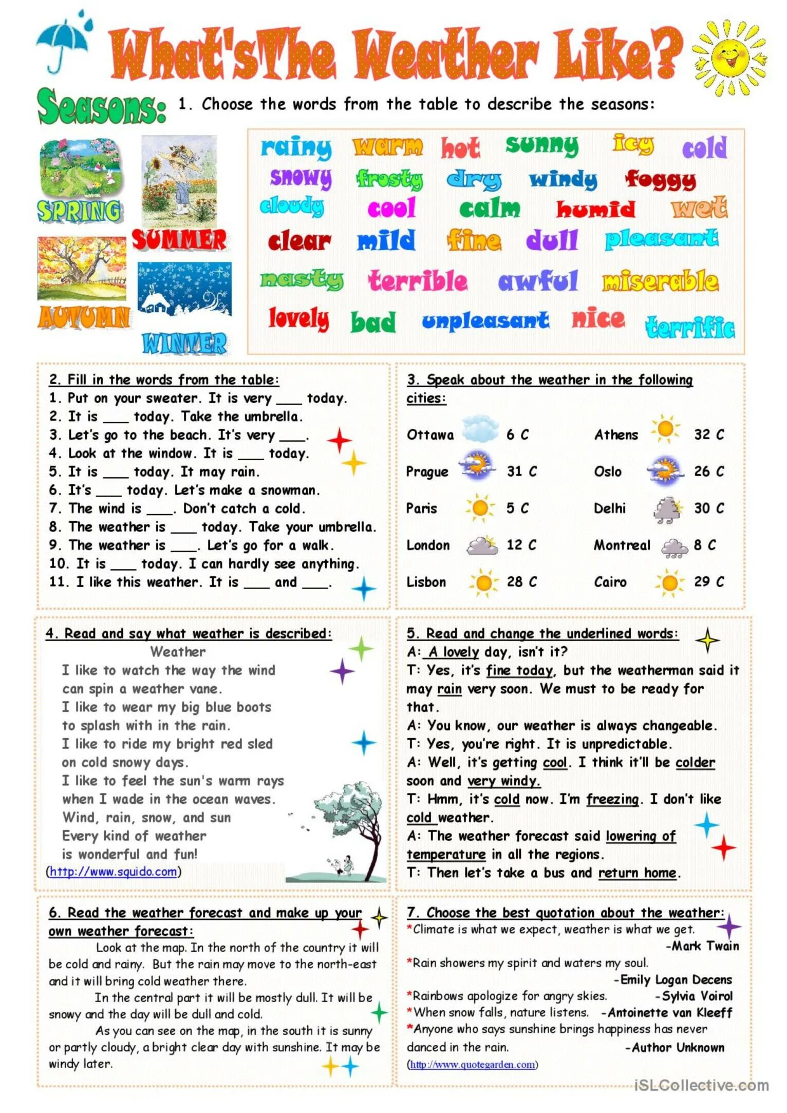 Describe seasons. Worksheets about weather for Kids. Погода на английском языке упражнения. Погода на английском задания. Задания по теме weather.