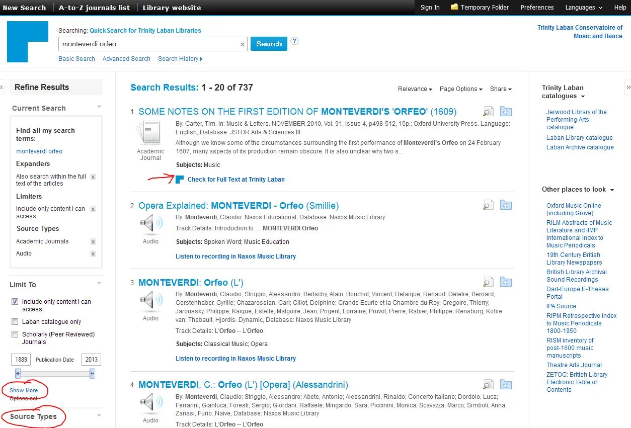 Index library. Searching Journals.