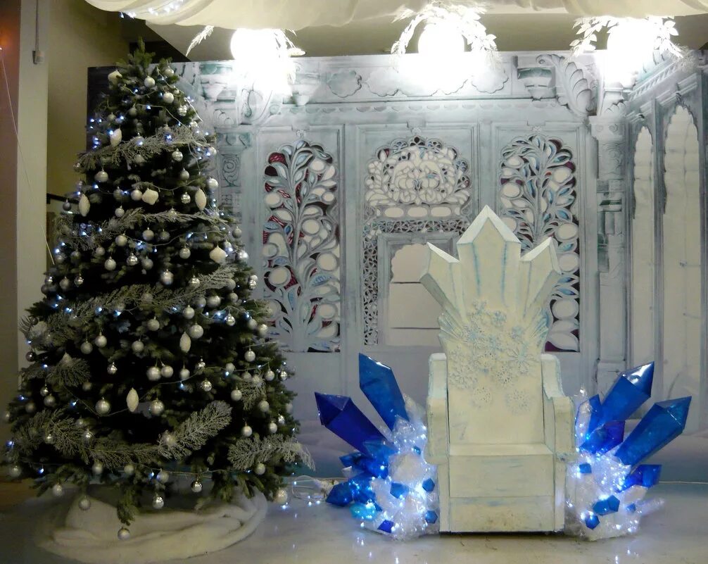 оформление новый год в стиле снежная королева