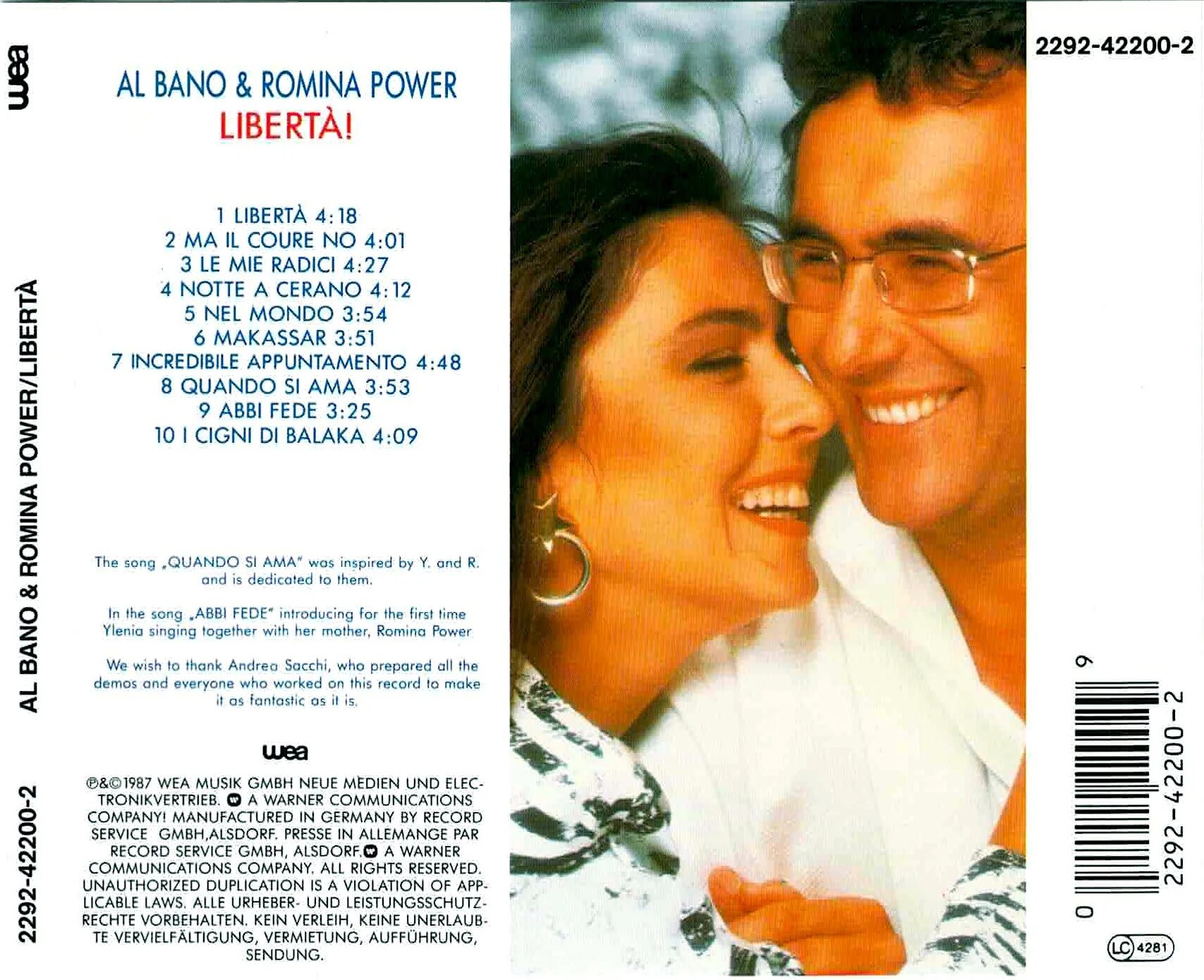 Песни аль бано лучшее. Аль Бано и Ромина Liberta. Al bano & Romina Power Liberta 1987 обложка альбома. Liberta Ромина Пауэр. Liberta Аль Бано и Ромина Пауэр.