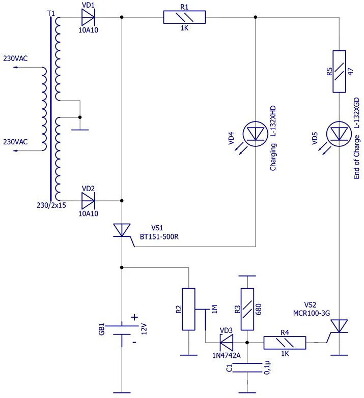 Схемы ЗУ для автомобильного аккумулятора своими руками на тиристорах. Принципиальные схемы для зарядки автомобильных аккумуляторов. Зарядное на двух тиристорах без диодного моста. Схемы ЗУ для АКБ автомобиля на тиристоре. Зарядное на тиристоре ку202н