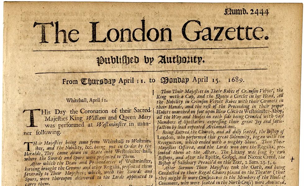 Предыдущий на английском языке. London Gazette 1665. Старая английская газета. Английские газеты 19 века. Первые британские газеты.