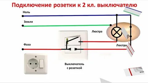 Как подсоединить выключатель с розеткой