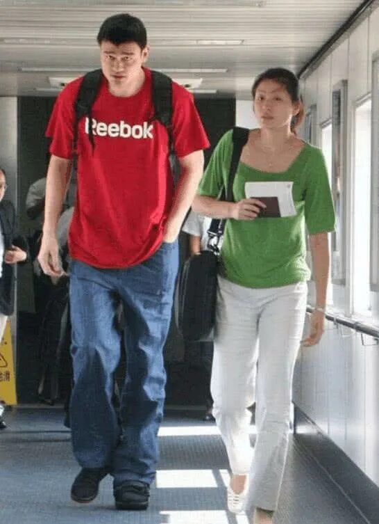 She is taller than him. Яо мин. Yao Ming рост. Йао минг рост. Яо мин с женой.