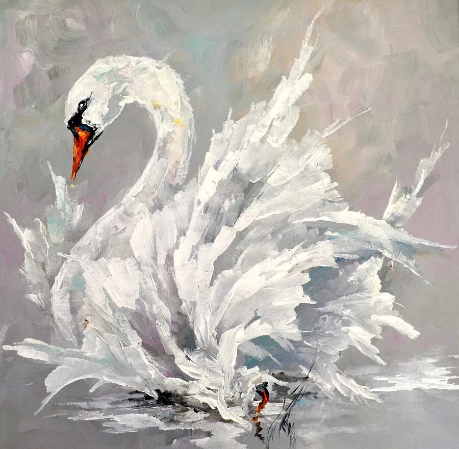 Белая птица новое чудо сюжет. Сваны картина. Лебеди живопись. Лебеди акрилом. Картина "лебеди".