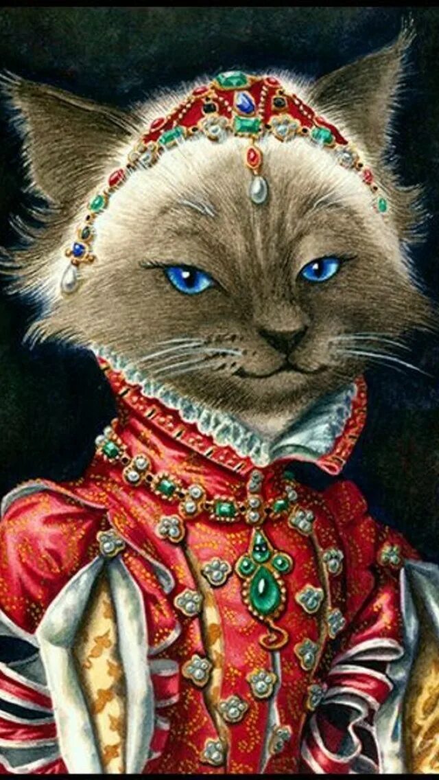 Кошечки королевы. Кошка Королева. Портрет кота. Портрет кошки в королевском платье. Портрет кота в короне.