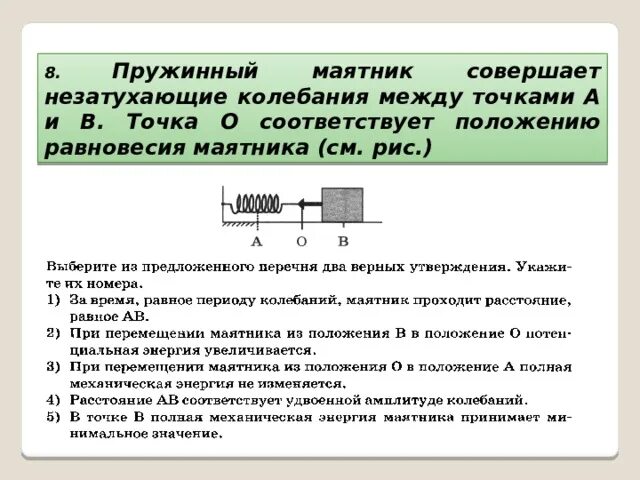 Пружинный маятник совершает незатухающее. Пружинный маятник совершает незатухающее
