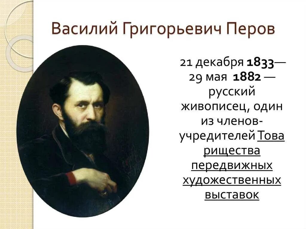 Художник Перов (1833 — 1882).