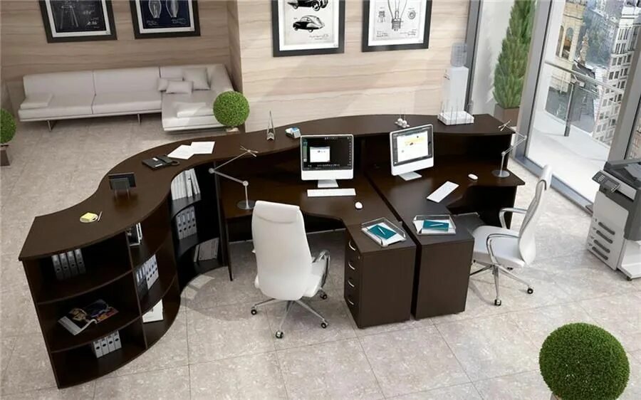 Рабочее место секретаря. Современная офисная мебель. Рабочий кабинет мебель. Офисная мебель в интерьере.
