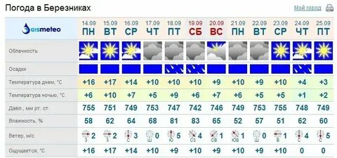 Погода в березниках на 7 дней