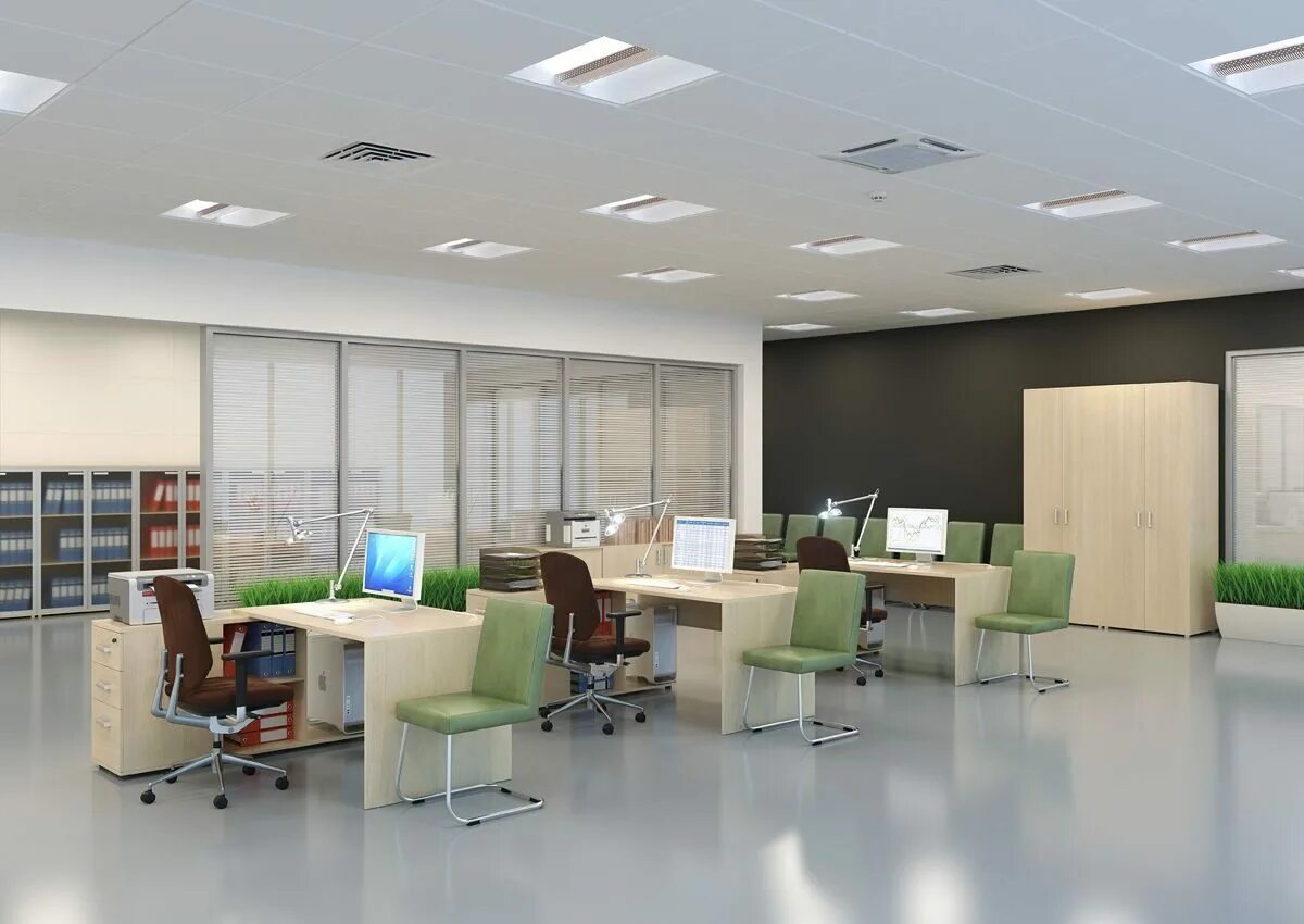 Свет в офисе. Рабочее пространство в офисе. Интерьер офисного помещения. Помещения для работы персонала. Красивый офис.