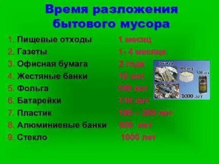 Упаковка для пищевых продуктов время разложения
