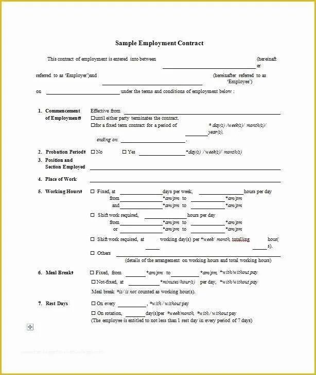 Employment Contract образец. Employment Contract Sample. Employment Agreement. Types of Employment Contracts.