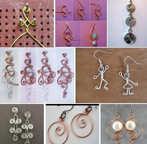 Как сделать серьги для начинающих. Серьги из стекляруса. Изделия из проволоки для начинающих. Серьги из бисера. Дизайнерские серьги.