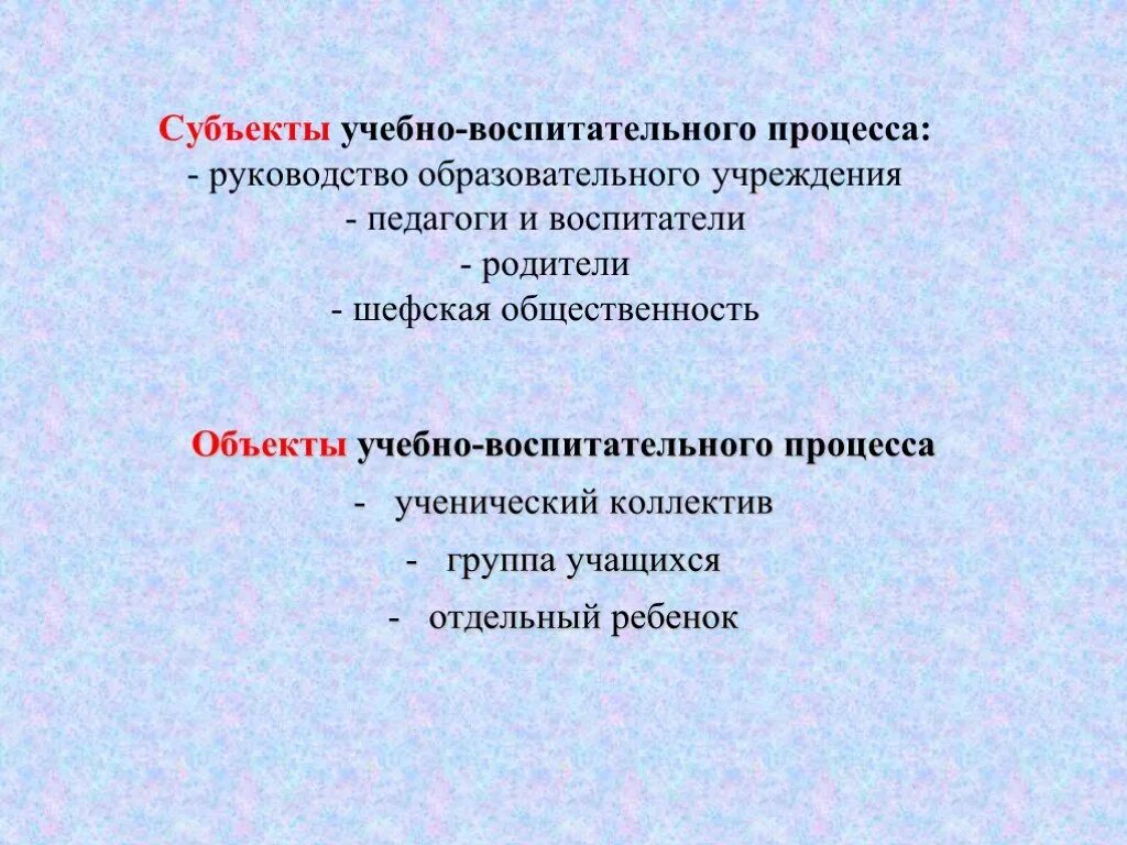 Субъектом в учебном процессе является