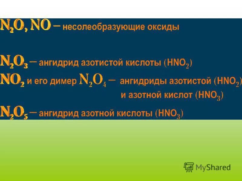 Формула оксида соответствующая азотной кислоте