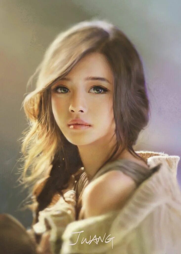 Portrait art illustration of Tara Phillips. Digital art girl, Character portrait