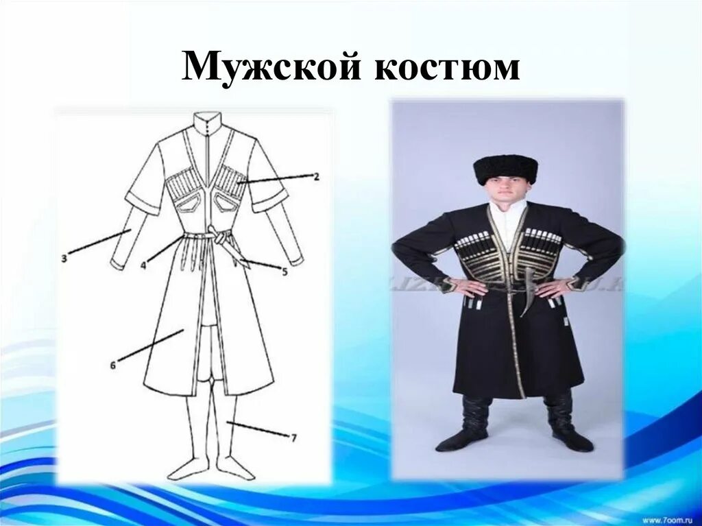 Опишите основные элементы чеченского национального костюма