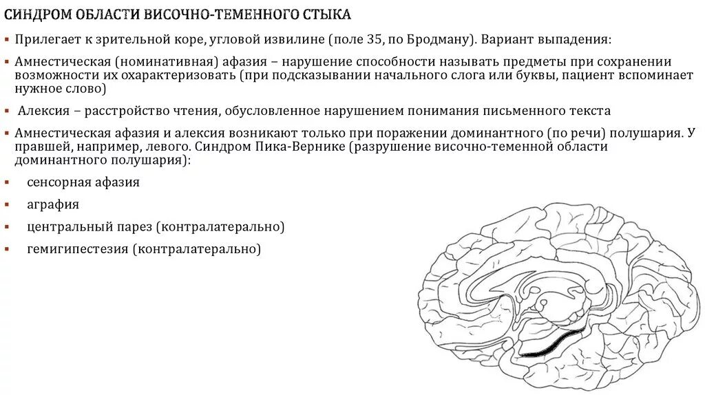 Теменная область поражения