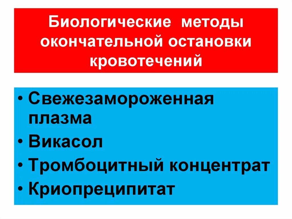 Биологические методы остановки кровотечения