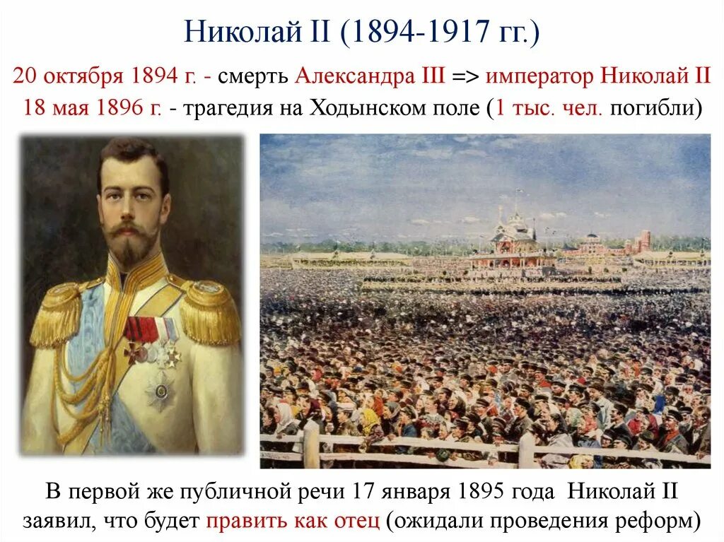 Даты правления николая ii