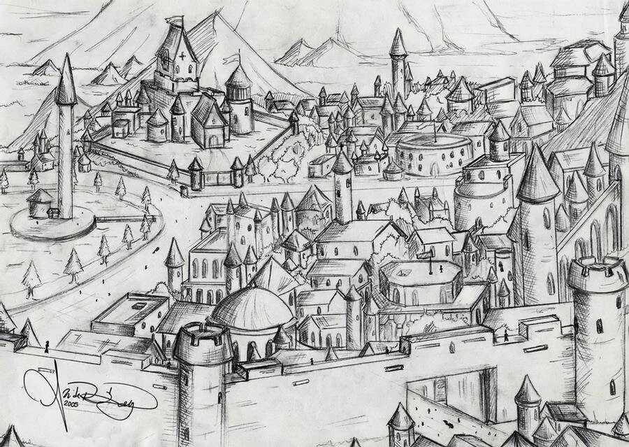 Город средневековья. Эскиз средневекового города. Площадь средневекового города. Средневековый город рисунок.