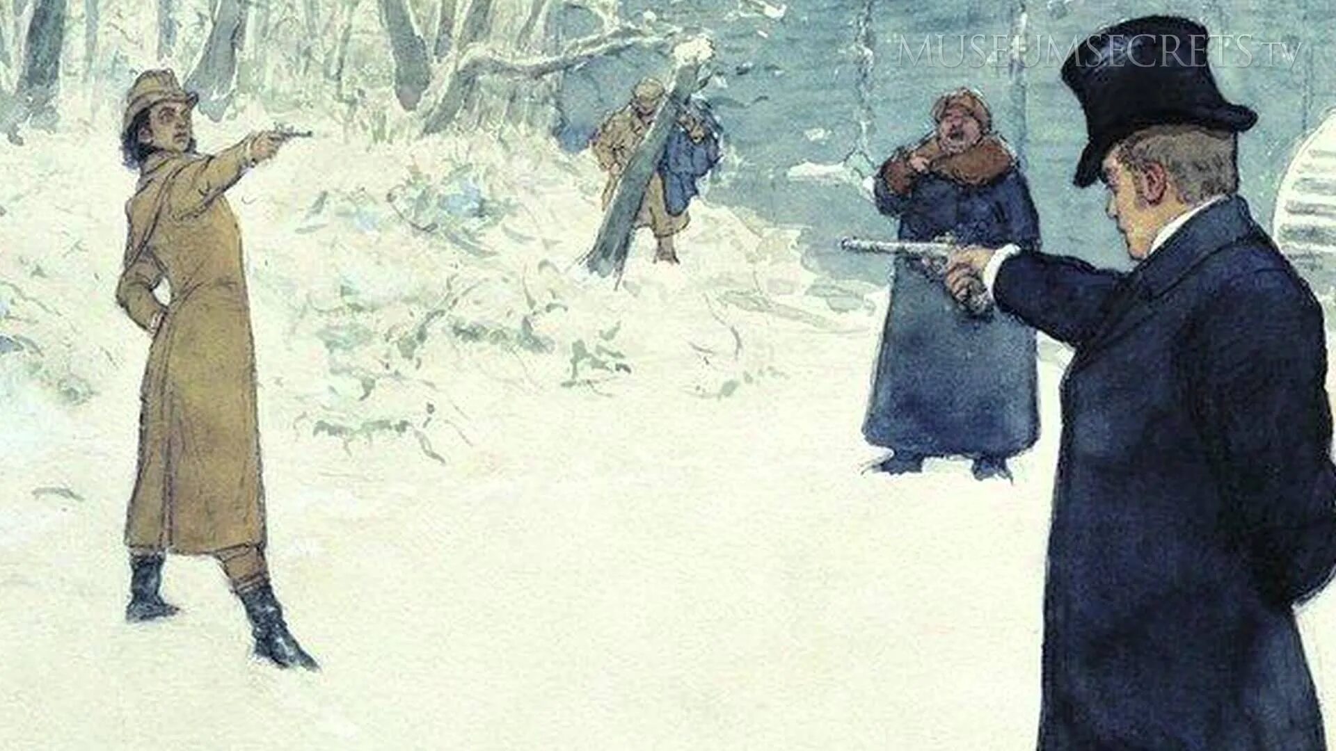 Секундант онегина 5 букв. Евгений Онегин дуэль. Репин "дуэль Онегина и Ленского" (1899 г.).