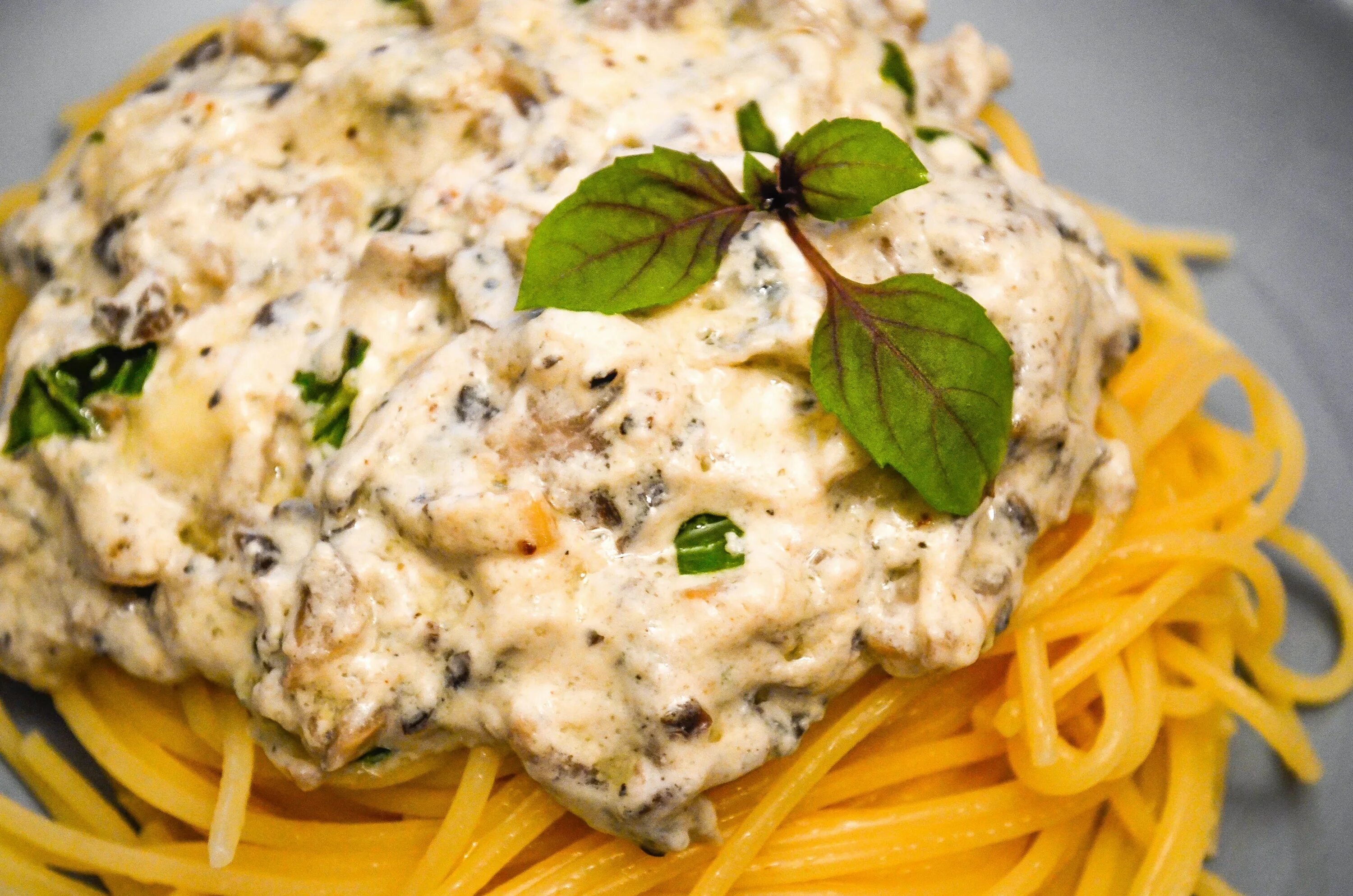 Макароны с курицей в сливочно сырном соусе. Спагетти с курицей и грибами в сливочном соусе. паста с курицей и шампиньонами в сливочном соусе. макароны с курицей и грибами в сливочном соусе. спагетти с дор блю.