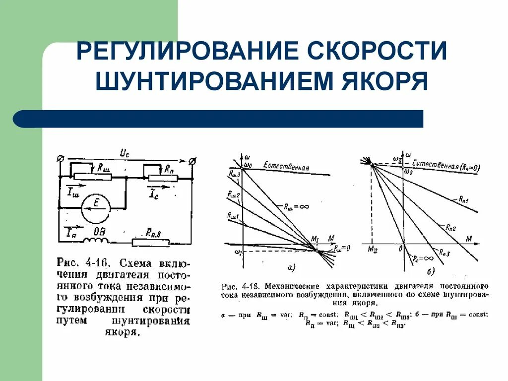 Регулирование скорости движения. Регулирование скорости шунтированием якоря. шунтирование якоря двигателя постоянного тока. регулирование скорости дпт нв в схеме с шунтированием якоря. шунтирование якоря дпт.