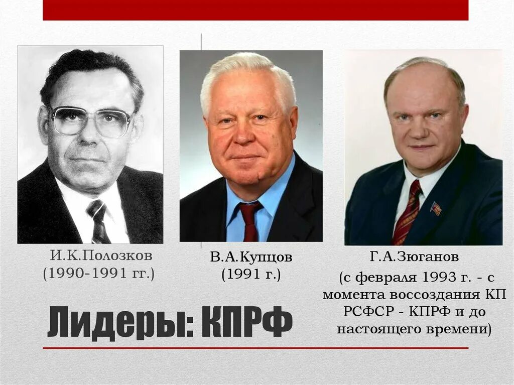 Лидер партии КПРФ 1990. Полозков Коммунистическая партия РСФСР. Лидер КПРФ 1999. КПРФ партия 1990 2000.