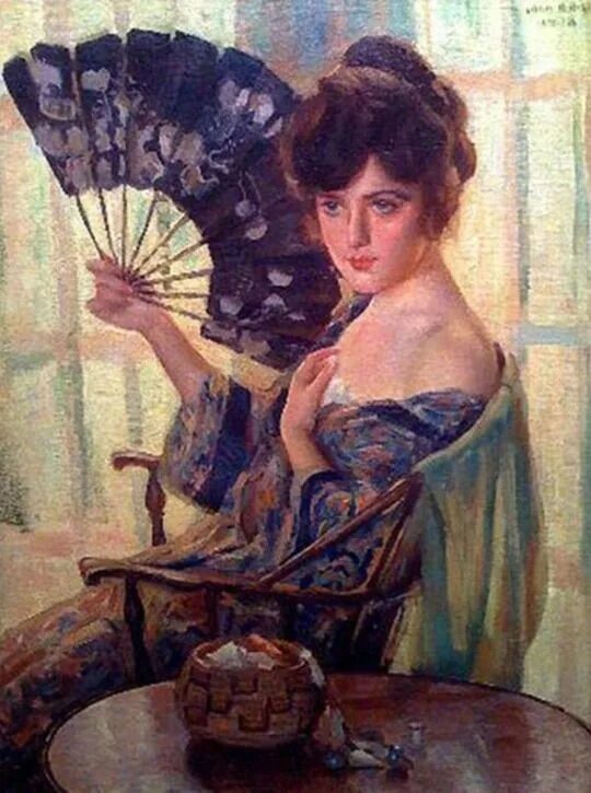 Дама с какого года. John Hubbard Rich художник. John Hubbard Rich 1876-1954. Женщина с веером. Дама с веером.