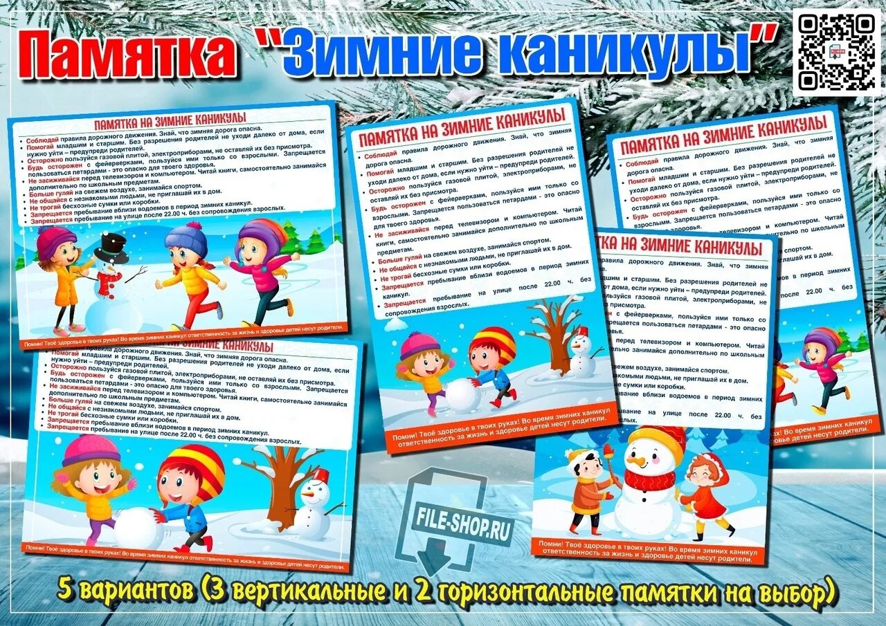 Программа зимних каникул. Программа зимних каникул