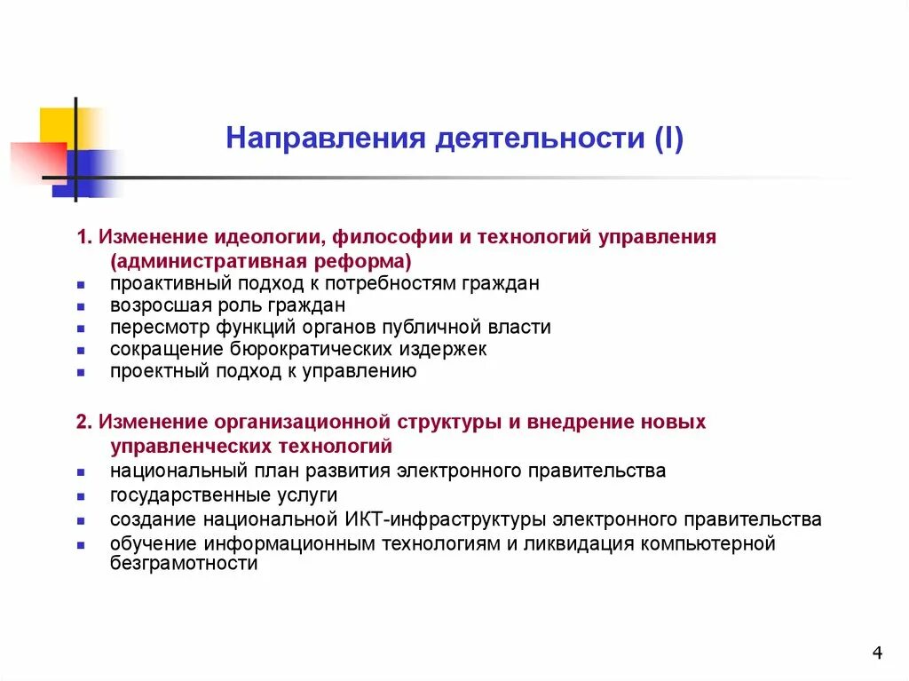 Направления электронного правительства. «Административная реформа и электронное правительство. Изменение идеологии. Перспективы развития электронного правительства. Административное направление деятельности