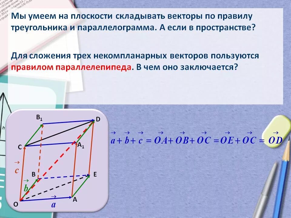 Даны три некомпланарных