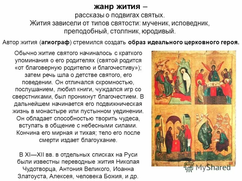 История жизни святых