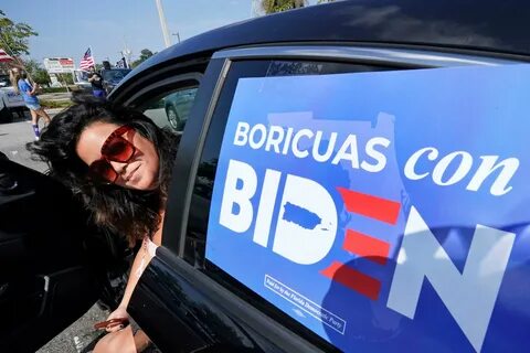 Puerto Rican voter Ileana Manon attends a rally in support of Democratic pr...