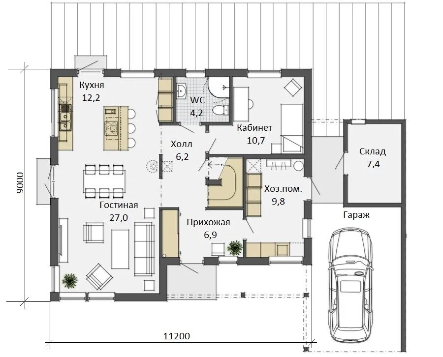 Дом в стиле хай тек планировка Contemporary Sauder-896 Robinson Plans Model house plan, House plans, Small ho