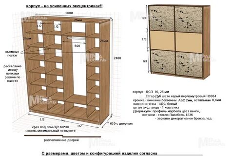 Длина полки в шкафу