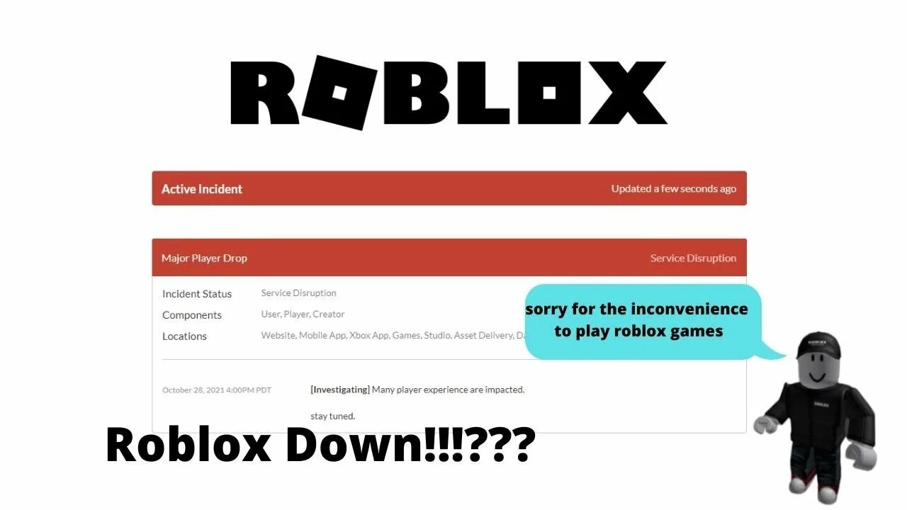 Roblox local player. Roblox down. roblox is down. roblox shutdown 2025. роблокс мажор.