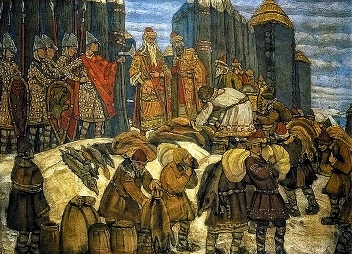 Сбор дани князем называется. Картина полюдье рерих. сбор полюдья в древней руси. сбор дани рерих. рерих собирают дань картина.