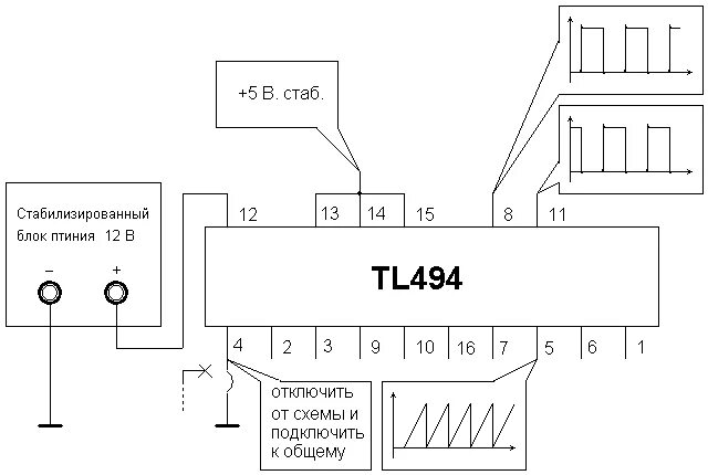 Где тл. Блок питания tl494 осциллограммы. Tl494 схема включения блок питания. ШИМ контроллер tl494 схема включения. Схема проверки tl494.