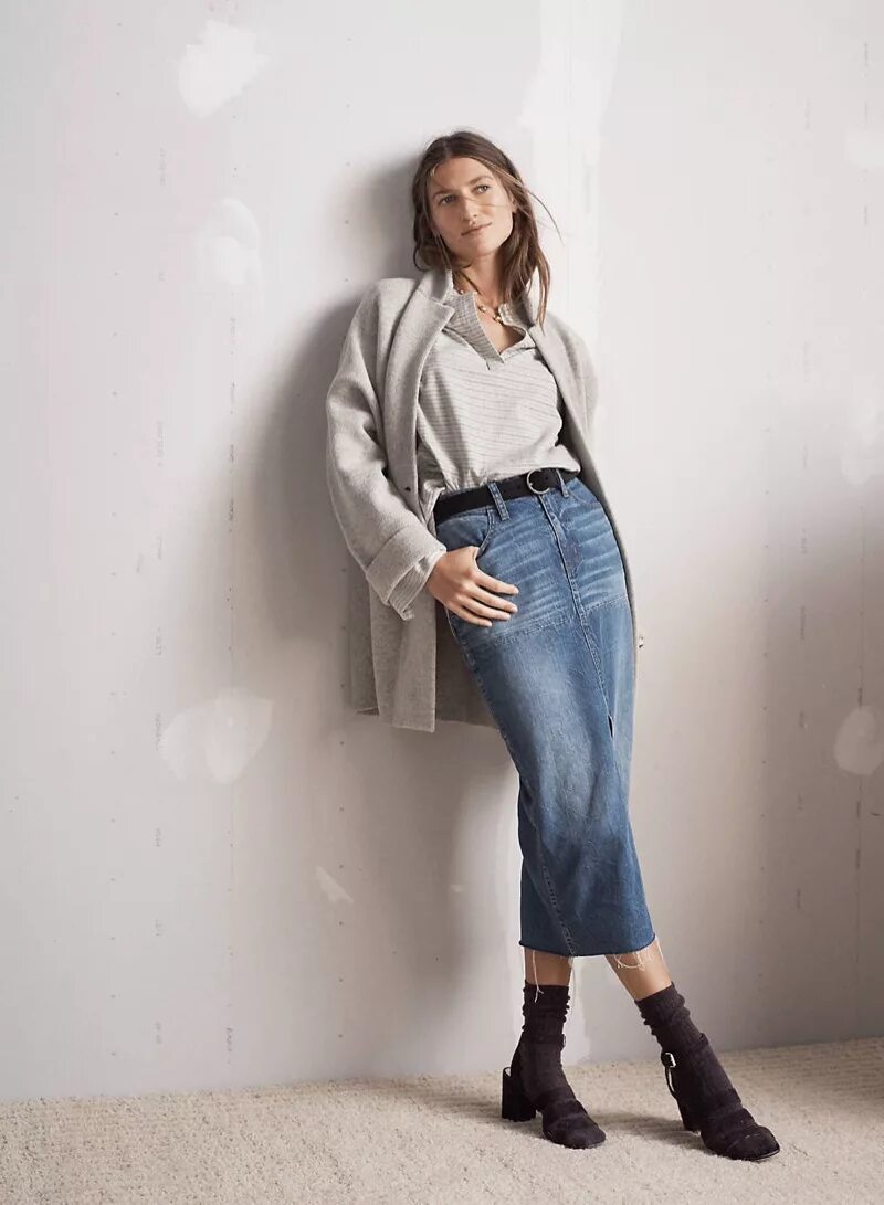 Madewell Denim Midi skirt. Стильная джинсовая юбка. Джинсовая юбка миди. Стильные джинсовые юбки миди. Джинсовая юбка с пиджаком