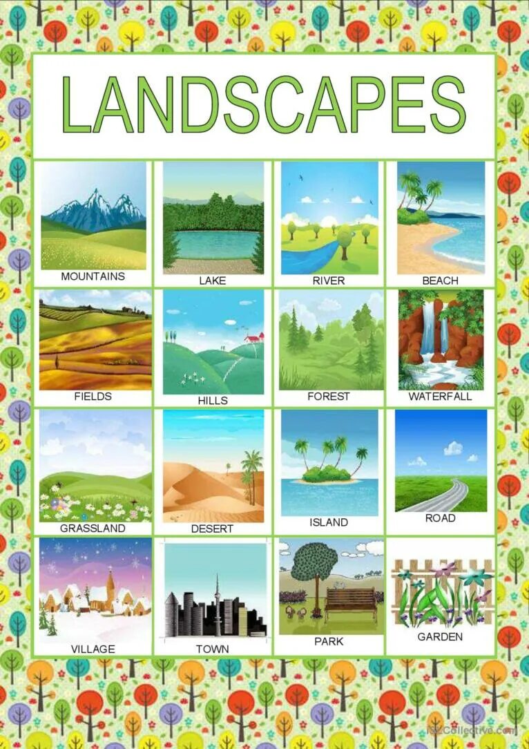 Natural english. Природа на английском для детей. Landscapes слова на тему. Тема природа по английскому языку. Природа Worksheets.