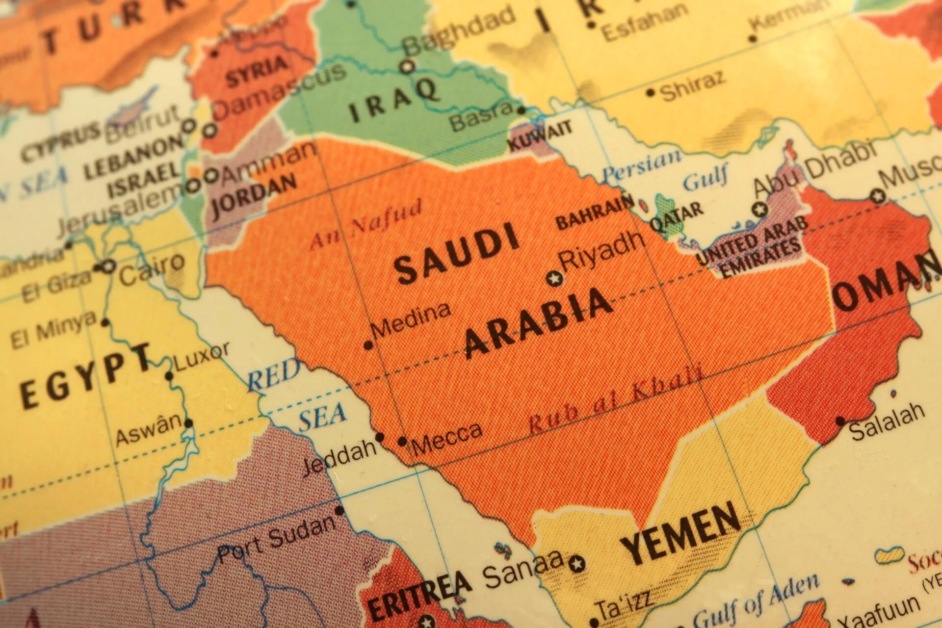 Саудовская Аравия на карте. Карта Саудовской Аравии со странами.