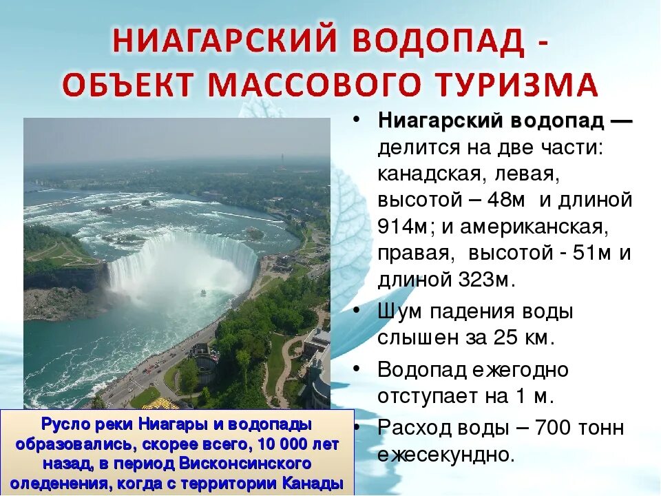 Какие реки в северной америке. Северная Америка Ниагарский водопад. Географические координаты Ниагарского водопада. Ниагарский водопад Миссисипи.