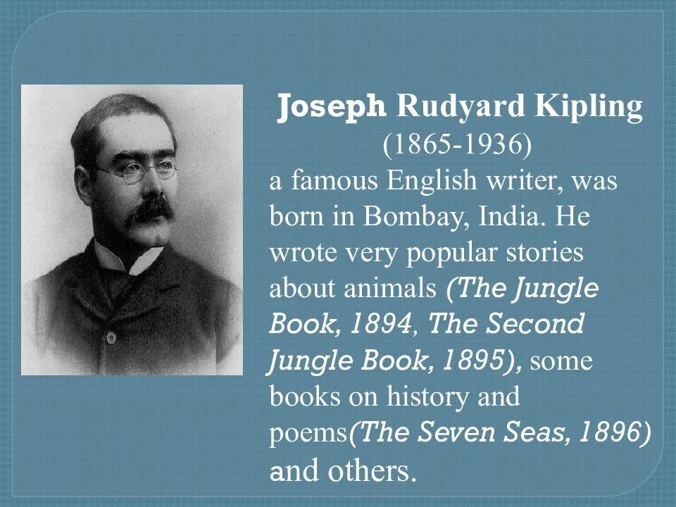 Rudyard Kipling (1865-1936). Английский писатель Rudyard Kipling. Famous British writers презентация.